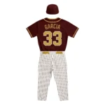 Back view of the Ace Pitcher maroon custom baseball jersey with personalized name Garcia and number 33