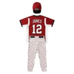 Back view of the Fastball Pro red and white custom baseball kit featuring personalized player name Jones and number 12