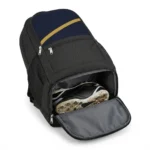 Kitora Pro Team backpack ventilated shoe compartment open with cleats inside, separate from main compartment